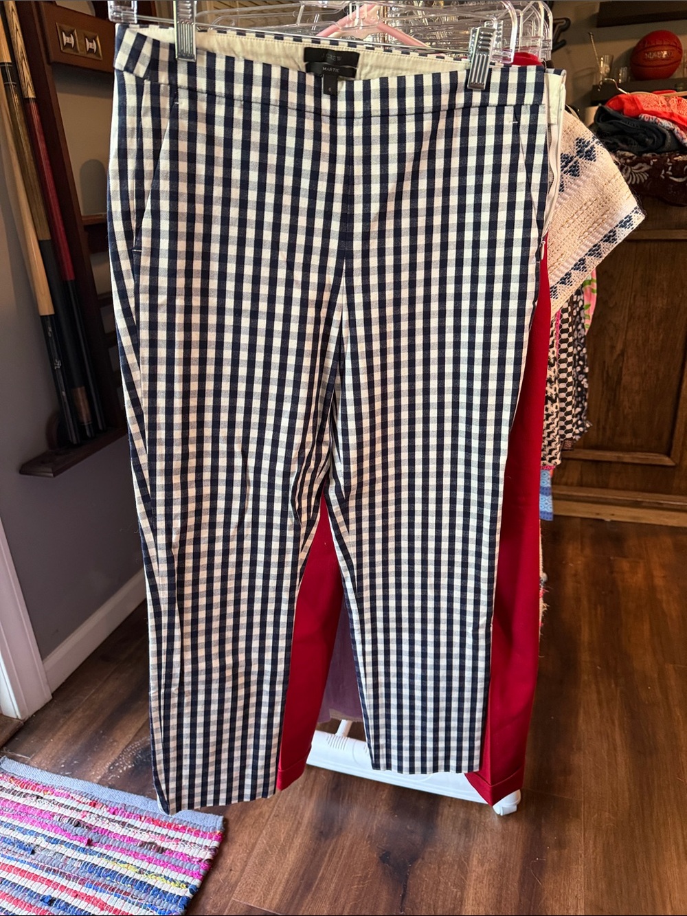 J. Crew Martie Navy & White Gingham Chinos